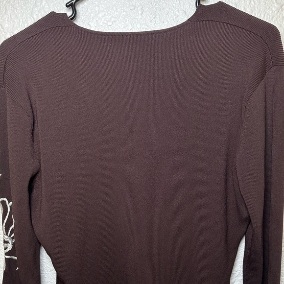 Venini Women’s Pullover Embroidered Floral Brown Long Sleeve Sweater, Size Large - Picture 4 of 4